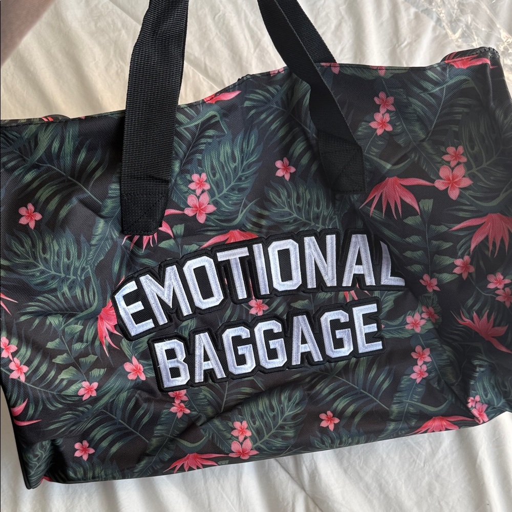 Floral Print Duffel Bag - Black and Green